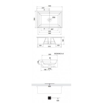 Zápustné umývadlo Scarabeo Gaia-Tech-Miky 87,5x39,5 cm, z prepadom, bez otvoru na baterie, biela- sanitbuy.pl