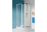 Štvorcový sprchovací kút Sanplast KP4/TX5b+BPza štvrťkruhový spolu s vaničkou, výška2030 mm, sklo číre, saténové profily lesklý