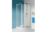 Štvorcový sprchovací kút Sanplast KP4/TX5b+BPza štvrťkruhový spolu s vaničkou, výška2030 mm, sklo číre, saténové profily lesklý- sanitbuy.pl