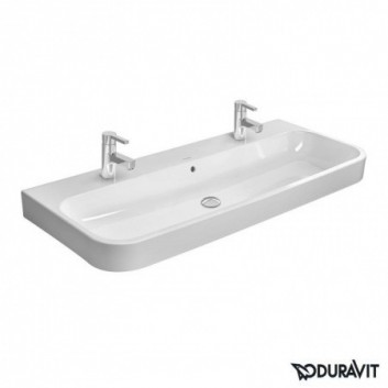 Umývadlo nábytkové Duravit Happy D.2 brúsená 120x50,5 cm, z dwoma otvormi na batériu, z prepadom, biela - sanitbuy.pl