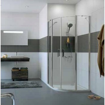 Krídlové dvere dvojdielny Huppe Classics 2 z stałymi segmentami 90cm profil chróm/strieborná lesklá sklo číre, Anti-plaque- sanitbuy.pl