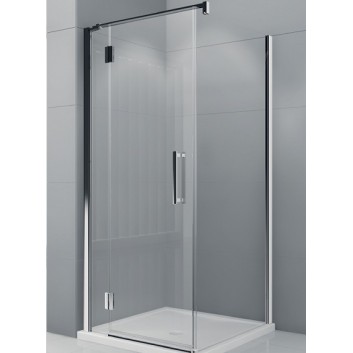 Štvorcový sprchovací kút ľavé 90x90 Novellini Modus G+F sklo číre, profil chróm - sanitbuy.pl