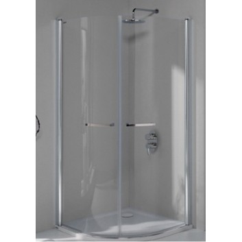 Štvorcový sprchovací kút Sanplast KP2/PRIII, 90x90 cm, wys. 195 cm, štvrťkruhový, sklo číre, biele profily- sanitbuy.pl