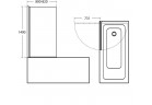 Vaňová zástena Ideal Standard Connect pravouhlý 80x140, saténové profily, sklo číre