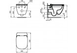 Misa WC Ideal Standard Tesi 53,5x36,5cm Závěsná bez splachovacieho kruhu biela + sedátko Ideal Standard Tesi s pozvoľným sklápaním 
