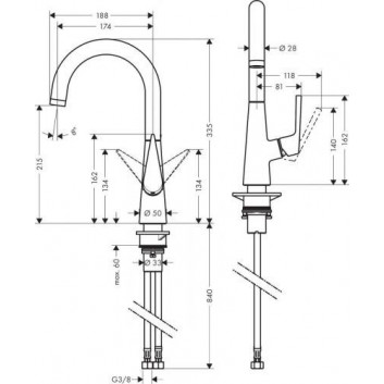 Drezová batéria Hansgrohe Talis S 220, páková, chróm- sanitbuy.pl