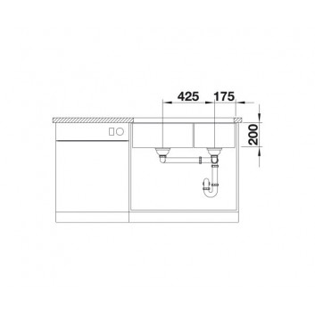 Drez Blanco Subline 480/320-U Siligranit PuraDur 85,5x40cm 2 kom bez zátky, antracit- sanitbuy.pl