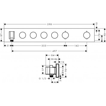 Modul s termostatom Axor Select 530/90 do 3 prijímačov, podomietkový, chróm- sanitbuy.pl