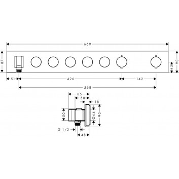Modul s termostatom Axor Select 600/90 do 4 prijímačov, podomietkový, chróm- sanitbuy.pl