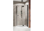Štvorcový sprchovací kút symetrická Radaway Essenza New Black PTJ 100x100 dverí pravé, profil čierna, sklo číre- sanitbuy.pl