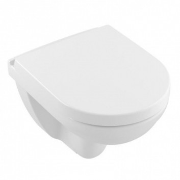 Toaleta WC závesné Villeroy & Boch O.Novo Compact 36x49 cm lievikový DirectFlush bez kołnierza wewnętrznego S povrchom CeramicPlus, biela Weiss Alpin 5688R0R1- sanitbuy.pl