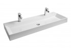 Umývadlo dvojitý Ravak Natural Duo 120x45 cm bez prepadu s otvorom pod baterię - biela 