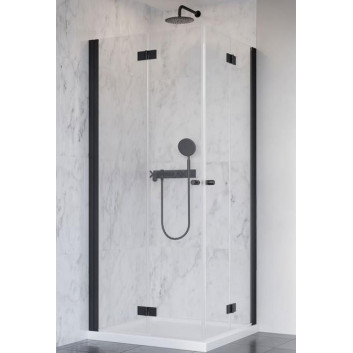 Štvorcový sprchovací kút Essenza New Black KDD 100cm časť pravé dverí kyvadlové skladacie dvere, profil čierna sklo číre