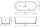 Vaňa Marmorin Wega 169x68 cm, voľne stojaca