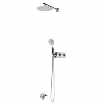 Sprchový set Bruma Breeze, podomietkový, Batéria termostatická, Horná sprcha s ramenom nastenným 350mm, sluchátko 3-funkčná, chróm