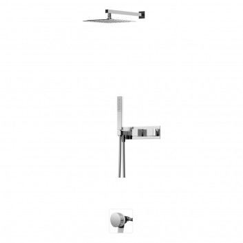 Sprchový set Bruma Adamastor, podomietkový, Horná sprcha 250x250mm s ramenom nastenným 350mm, sluchátko 1-funkčná, chróm