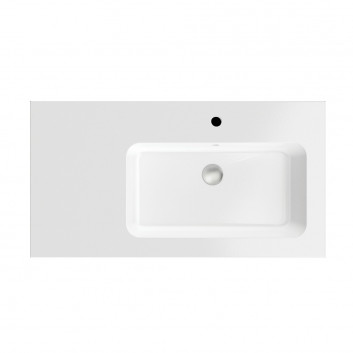 Umývadlo nábytkové Massi Eno s policou, ľavé, obdĺžniková, 105x50cm, konglomeratowa, z prepadom, biela