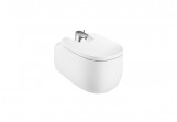Závesný bidet Roca Beyond, 58x40cm, s otvormi pod pokrywę, biely