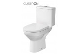 Kompakt WC Cersanit City CleanOn, 67x37,5cm, misa bezkołnierzowa, sedátko duroplastowa s pozvoľným sklápaním, odtok vodorovný, doprowadzenie vody od boku, biely