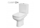 Kompakt WC Cersanit City CleanOn, 67x37,5cm, misa bezkołnierzowa, sedátko slim duroplastowa s pozvoľným sklápaním, odtok vodorovný, doprowadzenie vody od boku, biely