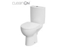 Kompakt WC Cersanit Parva CleanOn, 61x35cm, misa bezkołnierzowa, sedátko duroplastowa s pozvoľným sklápaním, odtok vodorovný, doprowadzenie vody od boku, biely