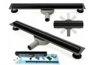Žľab Rea Neo Slim Pro Black, 100 cm, so sifónom, nóżkami i mankietem uszczelniającym, čierna