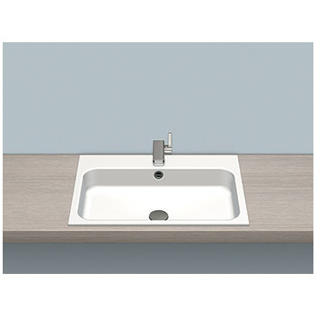 Zápustné umývadlo Alape 2step ST-Series, obdĺžniková, 700x400mm, z prepadom, otvor na batériu, EB.ST700H.R, biela