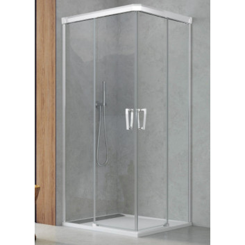 Dverí sprchové SanSwiss Cadura CAE2, ľavé, 900x2000mm, sklo číre, posuvné dvere, profil chróm/strieborná lesklá