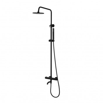 Sprchový systém Corsan Lugo, s výtokovým ramenom, sluchátko 1-funkčná, Horná sprcha 200mm, čierna