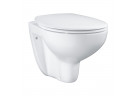 Závesné wc Grohe Bau Ceramic, 53x37cm, bez kołnierza, s pozvoľným sklápaním sedadlo, alpská bielaa