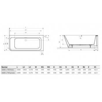 Vaňa voľne stojaca prístenná Excellent Lila 2.0, 150x72cm, akrylová, z prepadom, biela