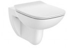 Misa závesné WC Roca Debba Rimless Square, 54x35,5cm, bez kołnierza, s sedadlom slim wolnoopadającą duroplast, biela
