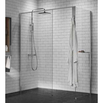Sprchový kút Walk-In Novellini Kaudra H+H Frame, 120x70cm, pravé, s policou, biele profily matnéný