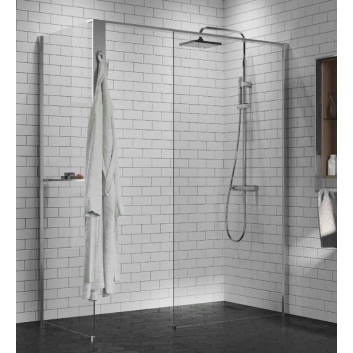 Sprchový kút Walk-In Novellini Kaudra H+H Frame, 180x100cm, pravé, s vešiačikom na ručník, biele profily matnéný