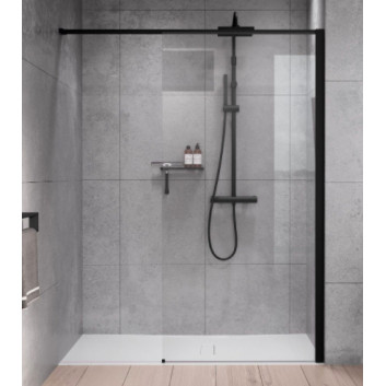 Sprchový kút Walk-In Novellini Kaudra H+H Frame, 180x100cm, ľavé, s policou, profil čierna matnéný