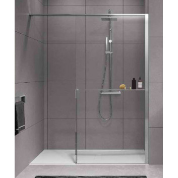 Sprchový kút Walk-In Novellini Kaudra H+H Frame, 180x100cm, ľavé, s policou, profil čierna matnéný