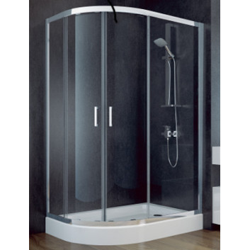 Sprchový kút asymetrická Besco Modern 185, 100x80cm, sklo číre, profil chróm
