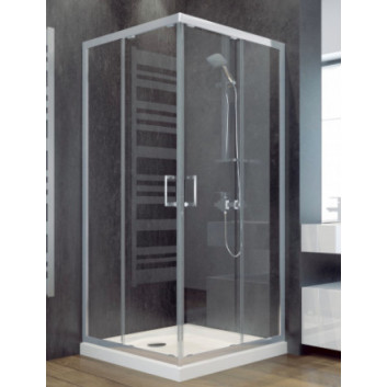 Sprchový kút štvrťkruhový Besco Modern 185, 80x80cm, sklo číre, profil chróm