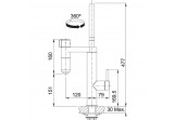 Drezová batéria Franke Vital J, obracana výtokové rameno, výška 477mm, filtrowanie vody, čierna matnéný/brúsená oceľ