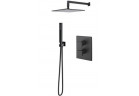 Sprchový set Vicario, podomietkový, Batéria termostatická, Horná sprcha štvorcová 30x30cm, čierna matnéný