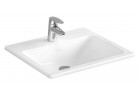 Zápustné umývadlo Vitra S20, 55xx45cm, z prepadom, otvor na batériu, biela