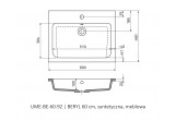 Umývadlo nábytkové Oristo UNI Beryl, 60x46cm, z prepadom, konglomeratowa, biela
