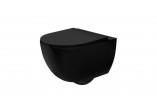 Závesné wc Rea Carlo Mini, bez splachovacieho kruhu, 49,5x37 cm + sedadlo s pozvoľným sklápaním - čierna matnéný