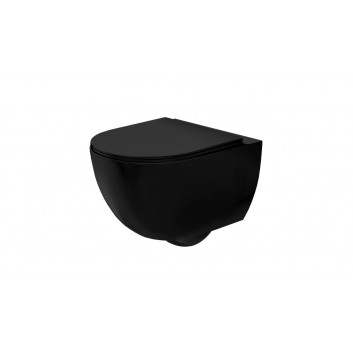 Závesné wc Rea Carlo Mini Slim N, bez splachovacieho kruhu, 48x37cm, sedadlo s pozvoľným sklápaním, čierna matnéný