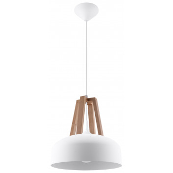 Lampa Závěsná Sollux Ligthing Casco, 30cm, E27 1x60W, biely/čierne drevo