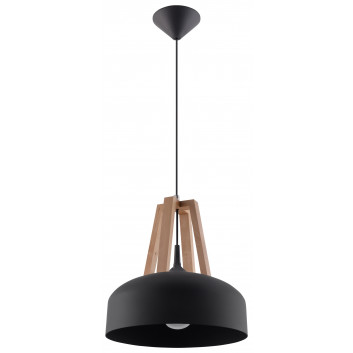Lampa Závěsná Sollux Ligthing Casco, 30cm, E27 1x60W, čierna/drevo bielone