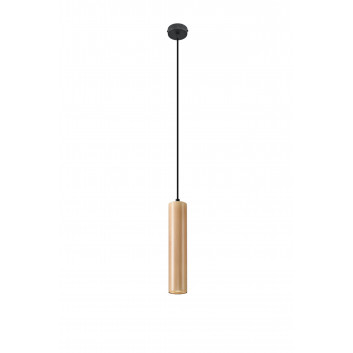 Lampa Závěsná Sollux Ligthing Pablo, 8cm, GU10 1x40W, čierna/naturalne drevo