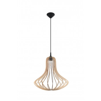 Lampa Závěsná Sollux Ligthing Alexia, 21cm, E27 1x60W, čierna/naturalne drevo