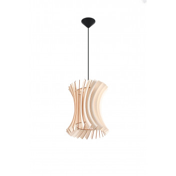 Lampa Závěsná Sollux Ligthing Elza, 40cm, E27 1x60W, čierna/naturalne drevo