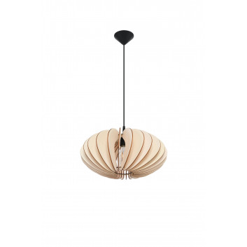 Lampa Závěsná Sollux Ligthing Oriana, 30cm, E27 1x60W, čierna/naturalne drevo